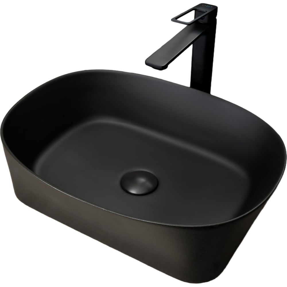 Изображение товара Раковина накладная Gid N9028bg черная графит 53x36x14 современная керамика