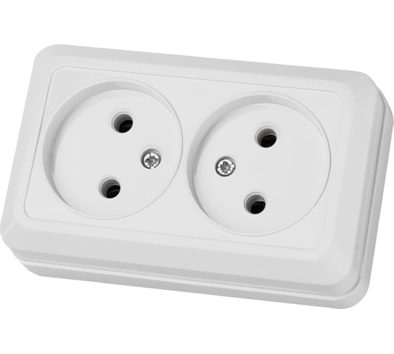 Изображение товара Розетка TDM ELECTRIC двойная 2П открытой установки IP20 10А 250В керамика белая "Ладога" SQ1801-0112