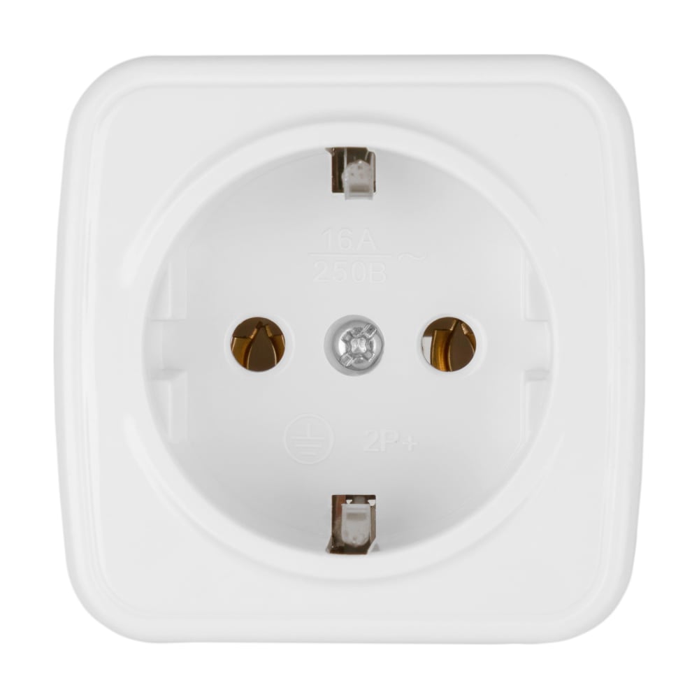 Изображение товара Розетка TDM ELECTRIC 2П+З открытой установки IP20 16А, белая "Дача" Народная SQ1824-0008