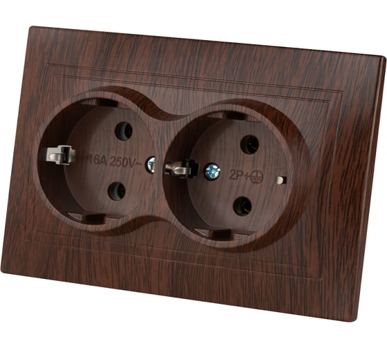 Изображение товара Розетка TDM ELECTRIC двойная 2П+З 16А 250В "ЭКО" бук "Таймыр" SQ1814-0314