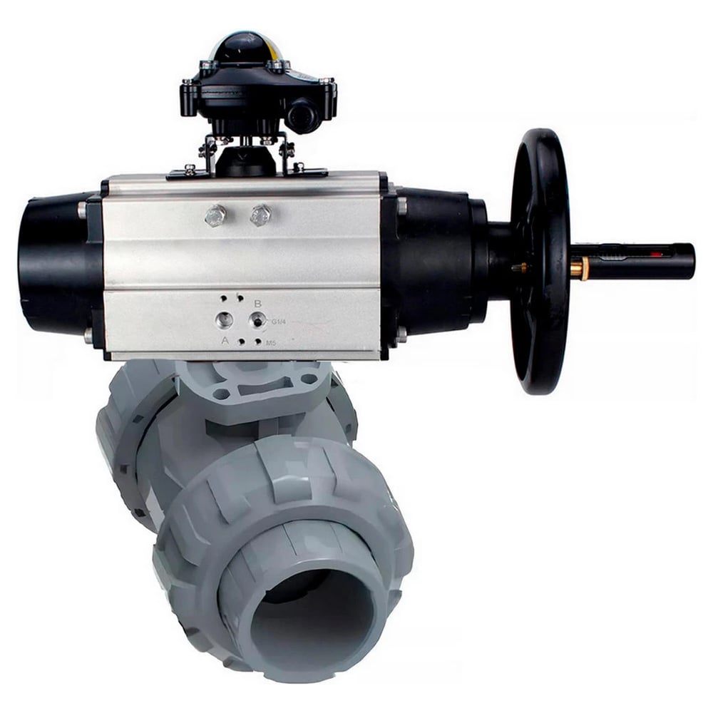 Изображение товара Кран шаровой DN25 НПВХ с пневмоприводом, запорная арматура