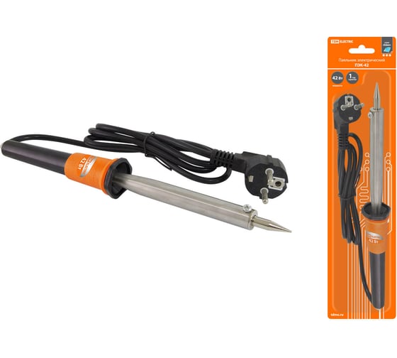 Изображение товара Паяльник TDM ELECTRIC ПЭК-42, 42 Вт, 230В, керам. ТЭН, прорезин. ручка, Алмаз SQ1025-0701