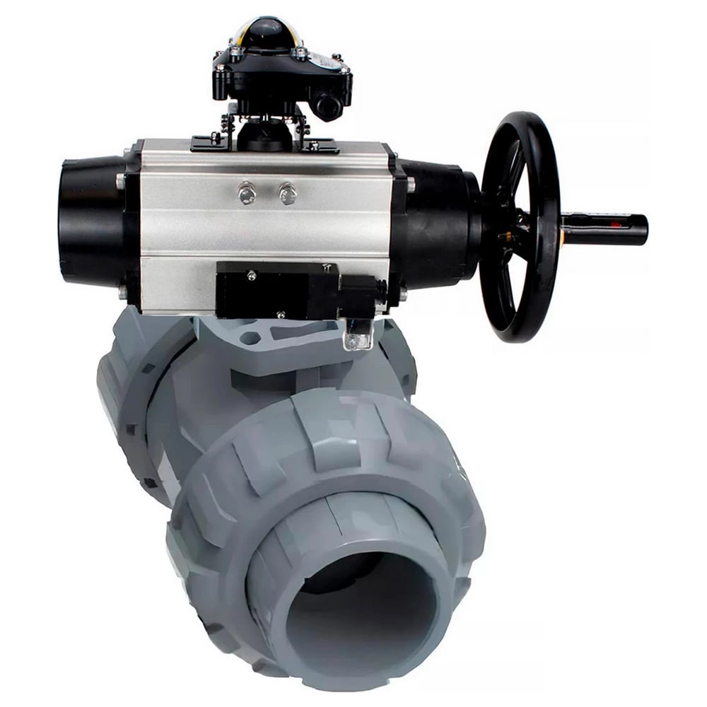 Изображение товара Кран шаровой DN100 НПВХ с пневмоприводом для водопровода и канализации