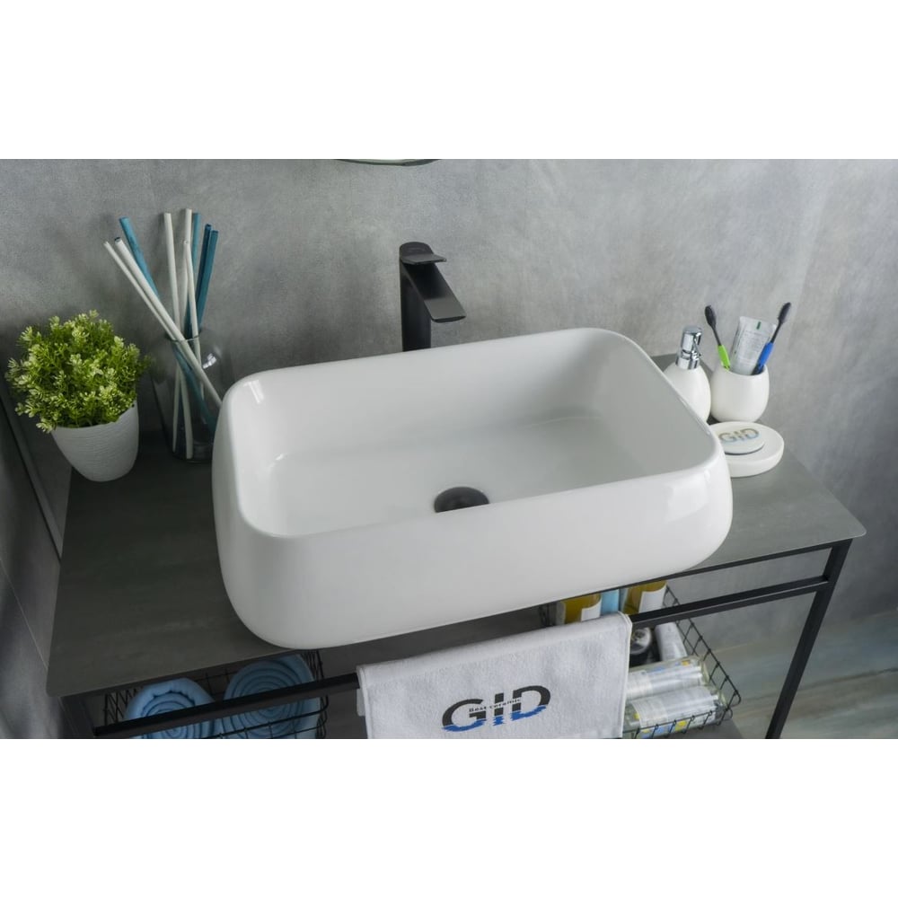 Изображение товара Раковина Gid N9239 накладная белая 60x40x15 современные материалы