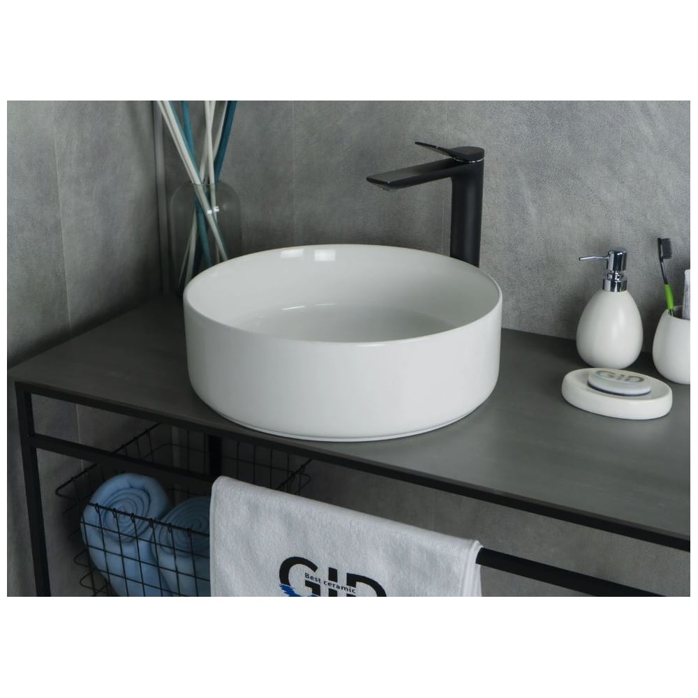 Изображение товара Раковина Gid N9424 накладная белая 40x40см глянцевая серия Esfera