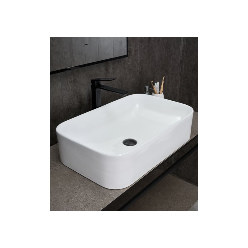 Изображение товара Накладная белая раковина Gid N9599 61x38x15 см глянцевая серия Geométrico