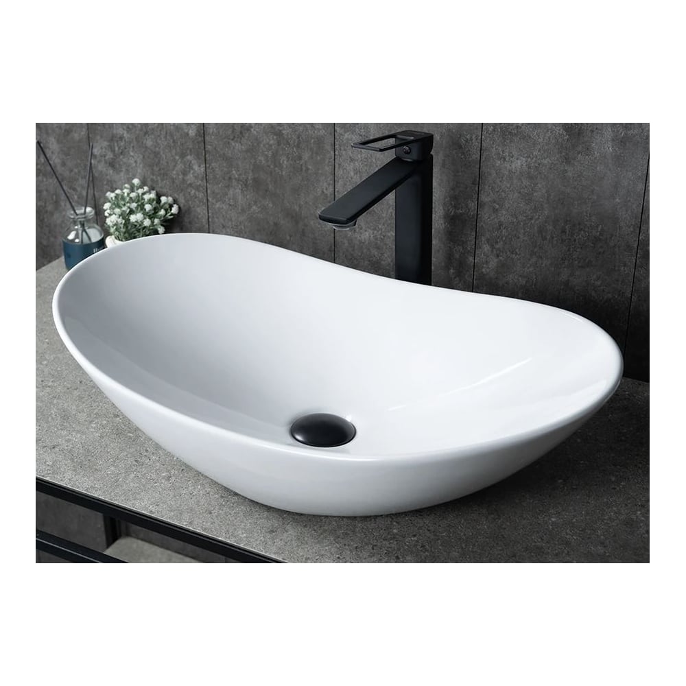 Изображение товара Раковина Gid N9811 накладная белая овальная глянцевая 610x370 мм