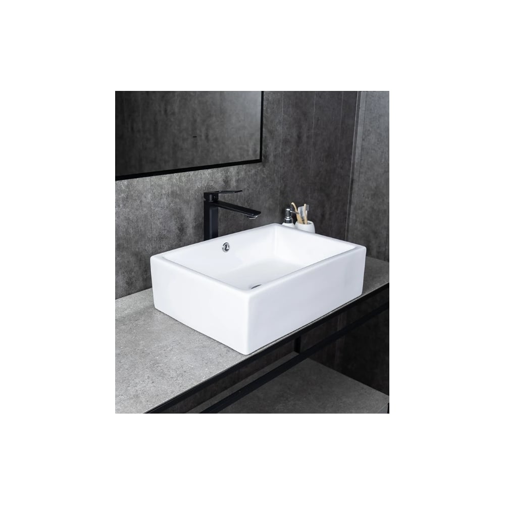 Изображение товара Раковина накладная Gid N9129 белая 51x38x15 см для ванной комнаты