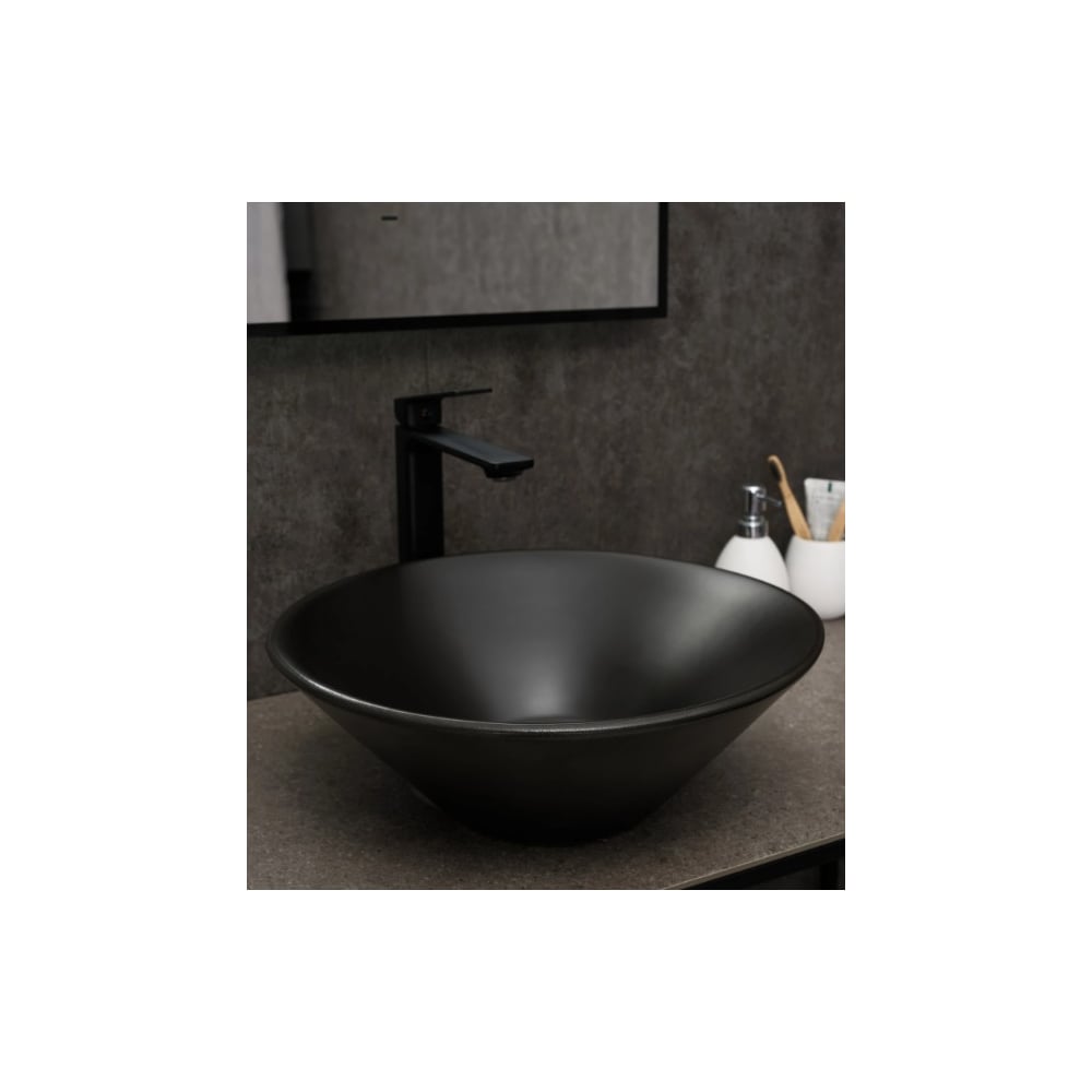 Изображение товара Накладная раковина Gid N9102bg черная графит 42x42 см современная керамика