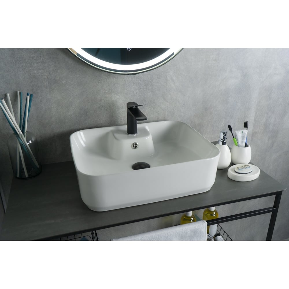 Изображение товара Раковина Gid N9445 накладная белая 52x41.5x15 см серия Geometrico