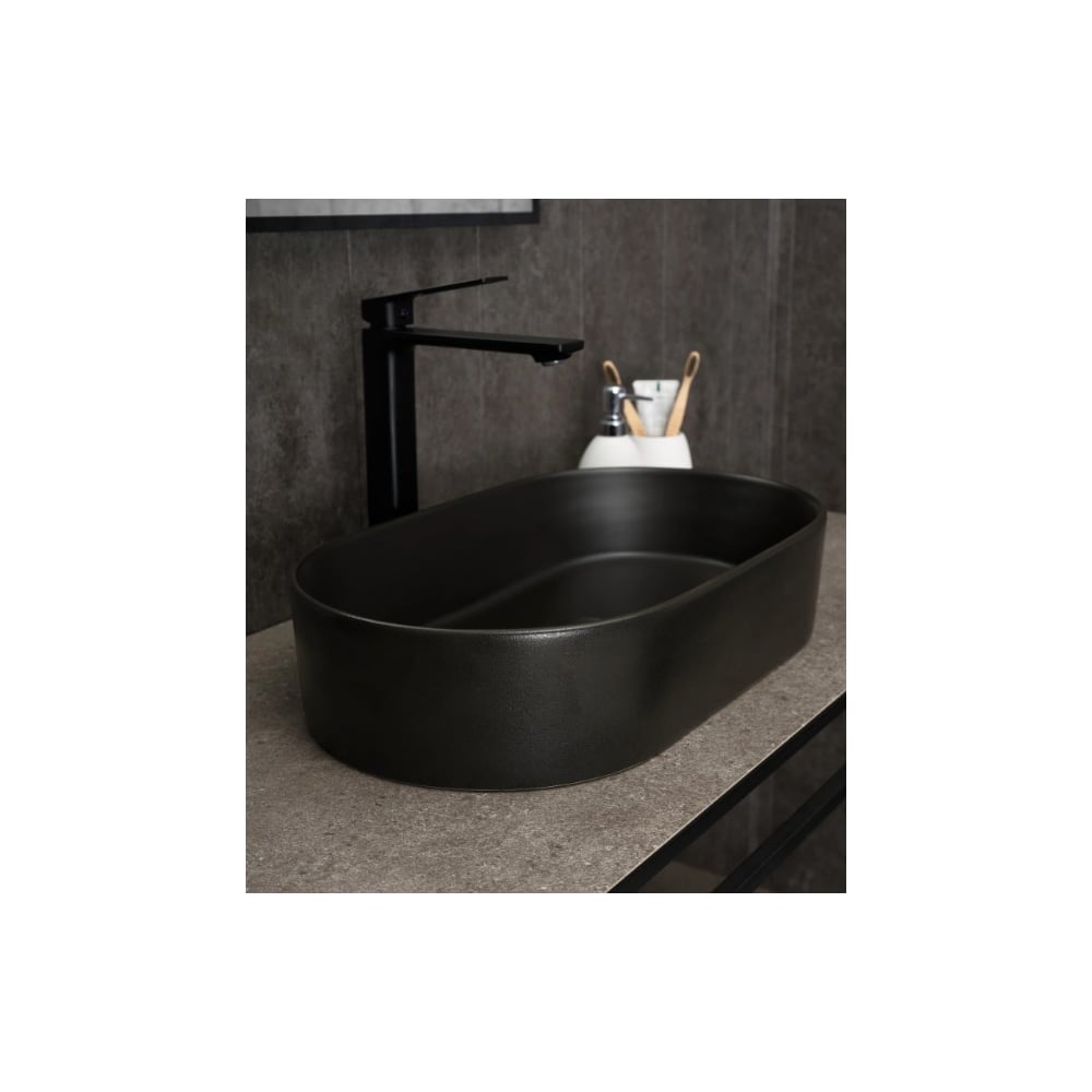 Изображение товара Раковина накладная Gid N9020bg черная графит 52.5x30.5 см современная керамическая