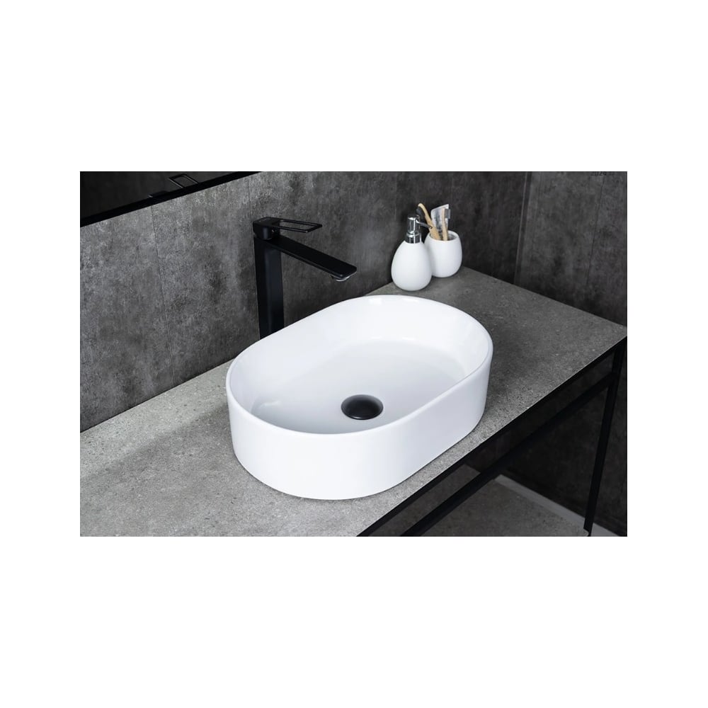 Изображение товара Накладная керамическая раковина Gid N1330 белая 46.5x32x12 современный дизайн