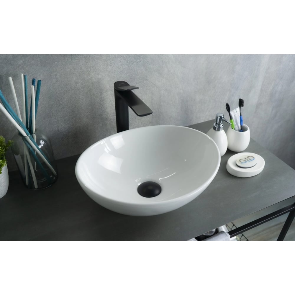 Изображение товара Накладная керамическая раковина Gid N9138 белая овальная глянец