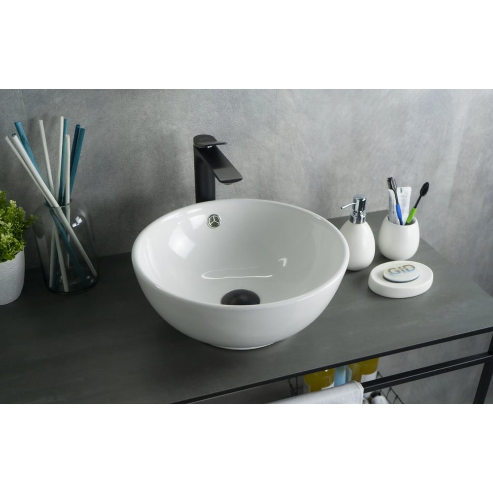 Изображение товара Раковина накладная Gid N9002 белая 38.5x38.5 см глянцевая