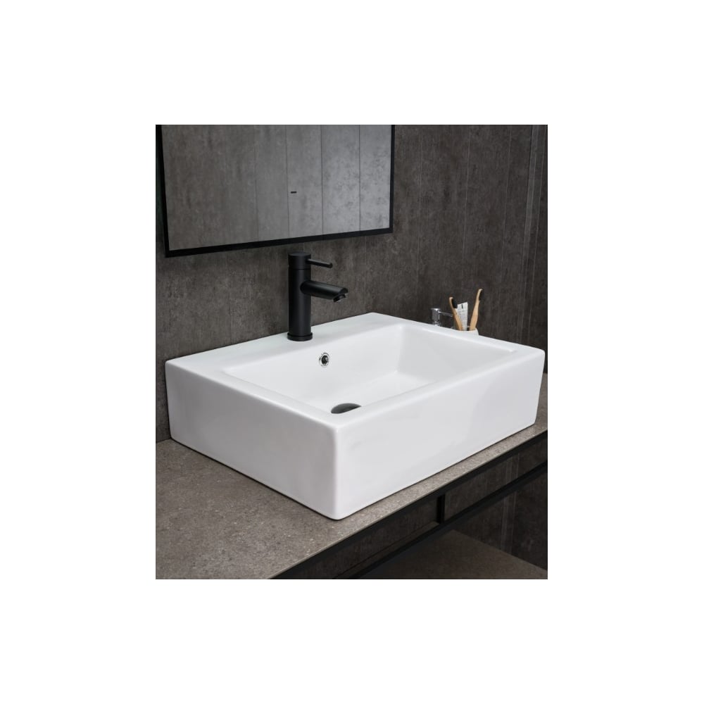 Изображение товара Накладная керамическая раковина Gid N9157 белая 57x45.5 см современный дизайн