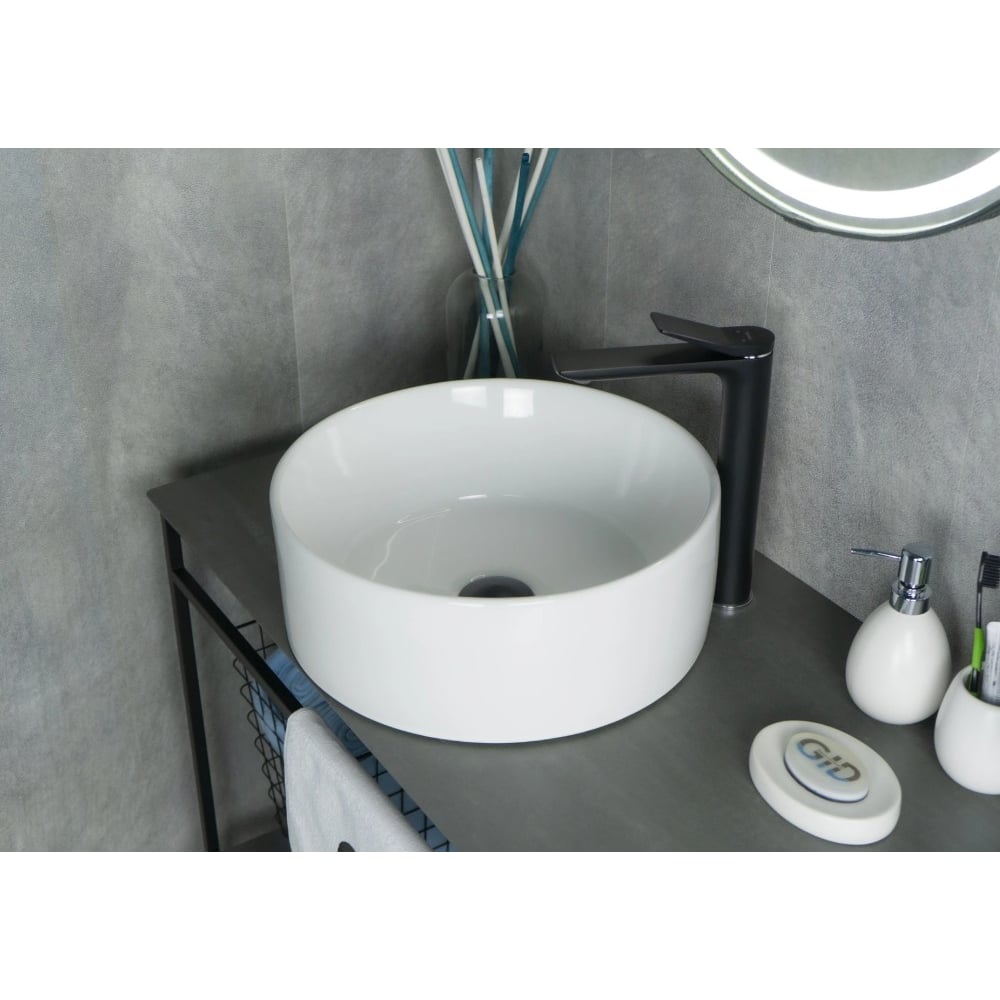 Изображение товара Накладная керамическая раковина Gid N9011 белая 40x40 см современный стиль