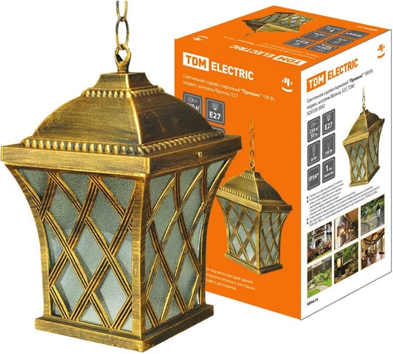 Изображение товара Светильник TDM ELECTRIC уличный потолочный "Прованс" 100 Вт, подвес, шагрень/бронза Е27 SQ0330-0092