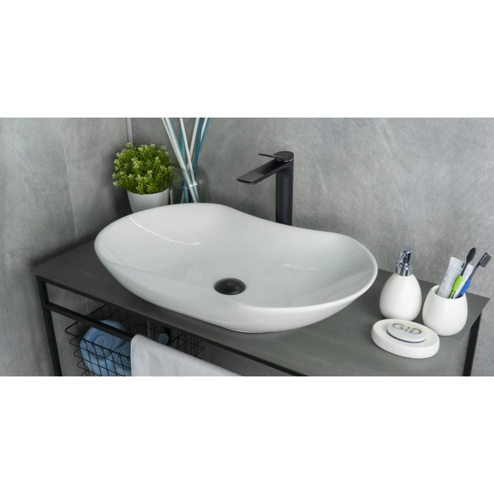 Изображение товара Раковина накладная Gid N9175 белая 66.5x41x12 см современная керамика