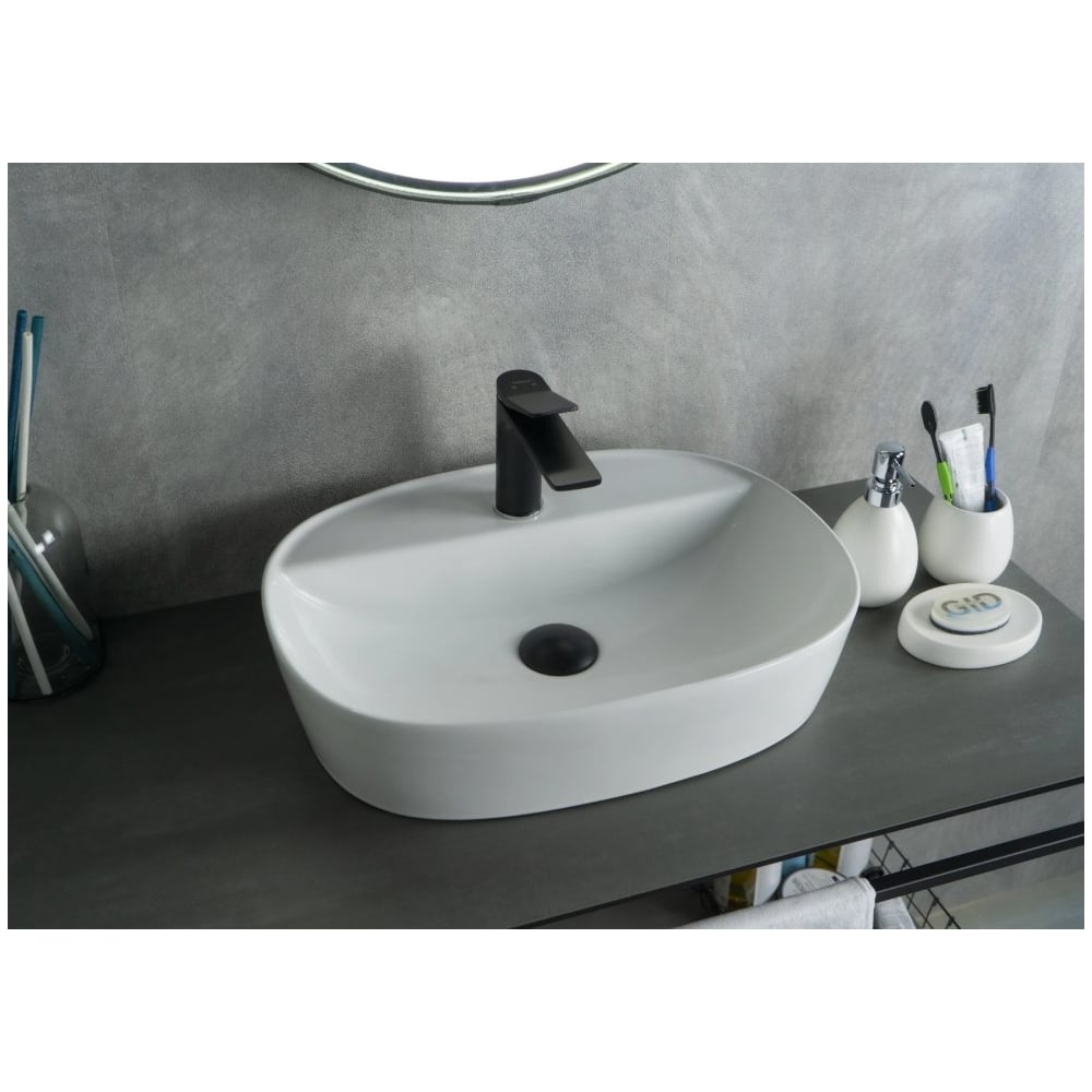 Изображение товара Раковина накладная Gid N9045 белая 50x38x12 см современный дизайн керамика
