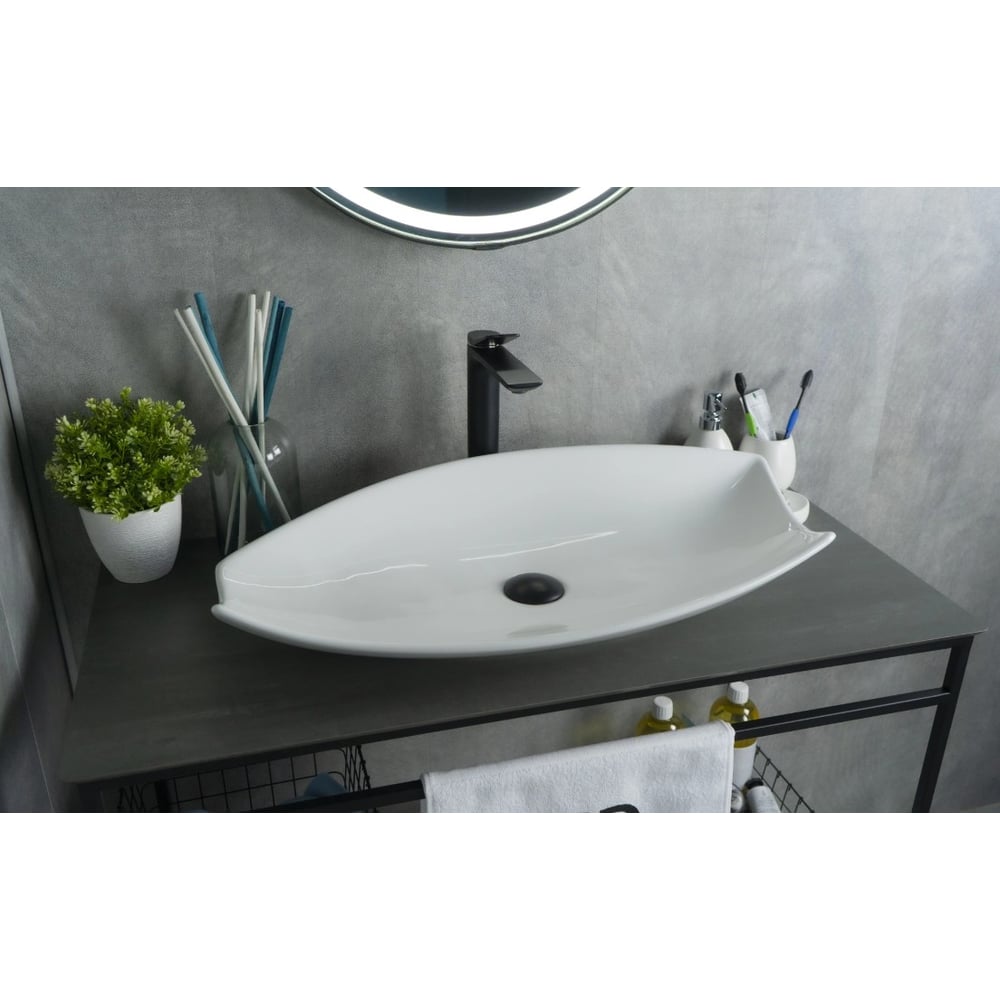 Изображение товара Накладная раковина Gid N9178 белая 74x38x13 см керамика современный стиль