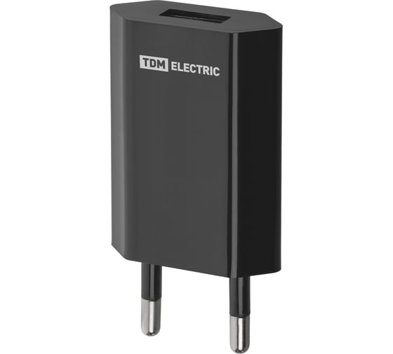 Изображение товара Сетевое зарядное устройство TDM ELECTRIC ELECTRIC СЗУ 2, 1 А, 1 USB, черный, SQ1810-0002