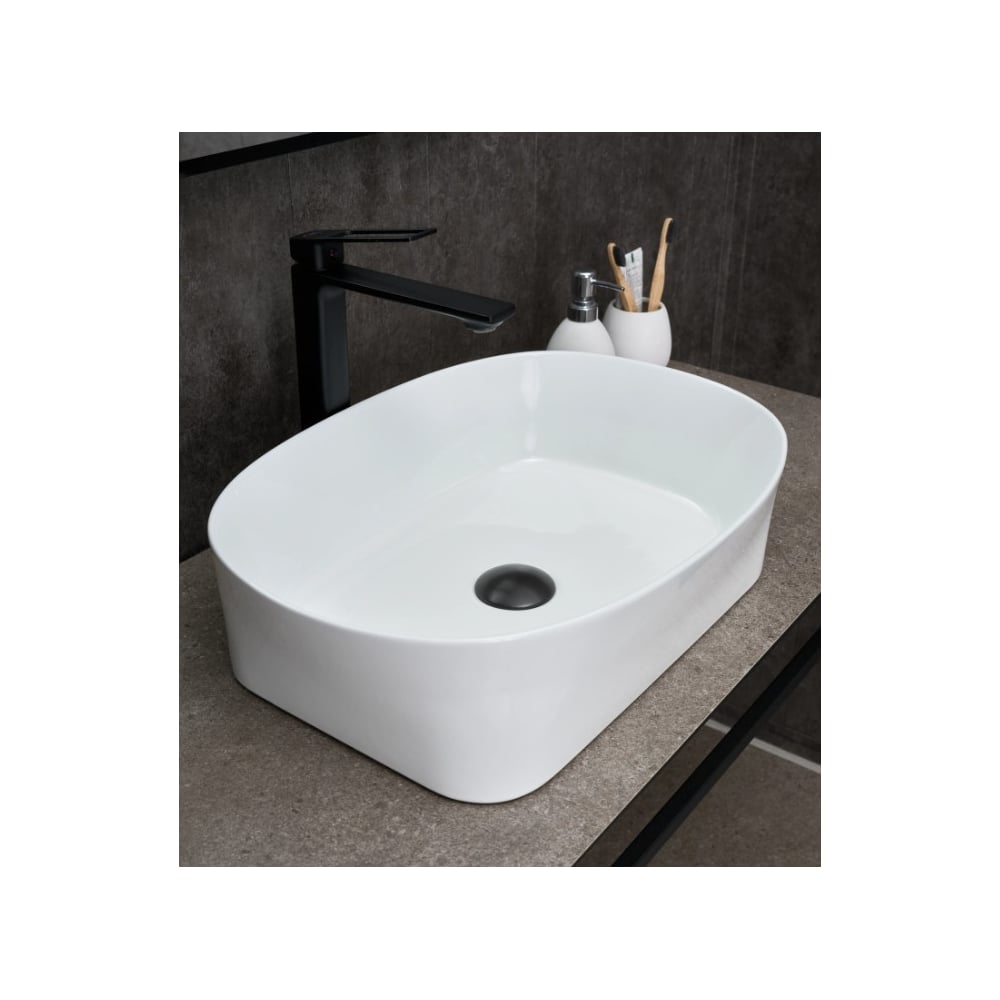 Изображение товара Раковина накладная Gid N9028 белая 53x36x14 см современная керамика стиль