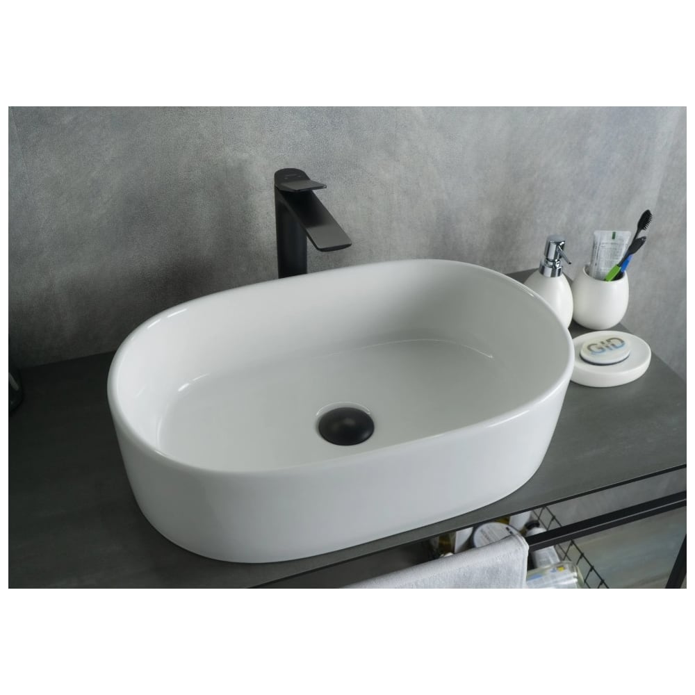 Изображение товара Раковина накладная Gid N9025 белая 56x35x14 современный стиль