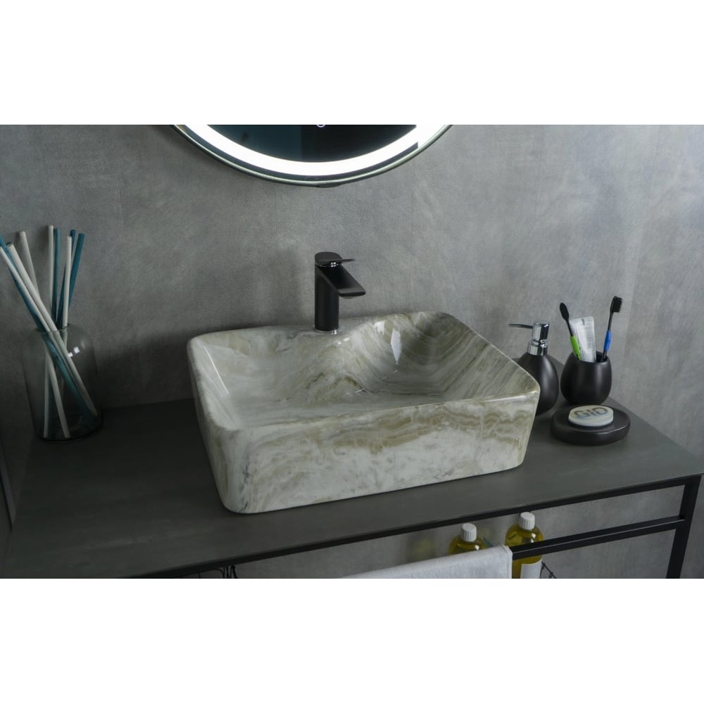 Изображение товара Раковина накладная Gid Mnc605 под камень глянцевая 48x37x13 см