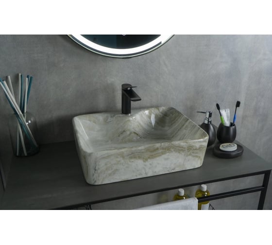 Изображение товара Раковина накладная Gid Mnc605 под камень глянцевая 48x37x13 54460