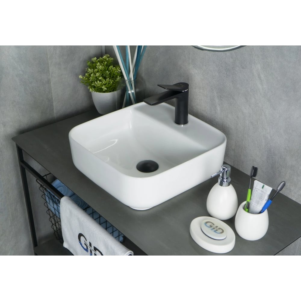 Изображение товара Раковина накладная Gid N9044 белая 385x385 мм современная керамика