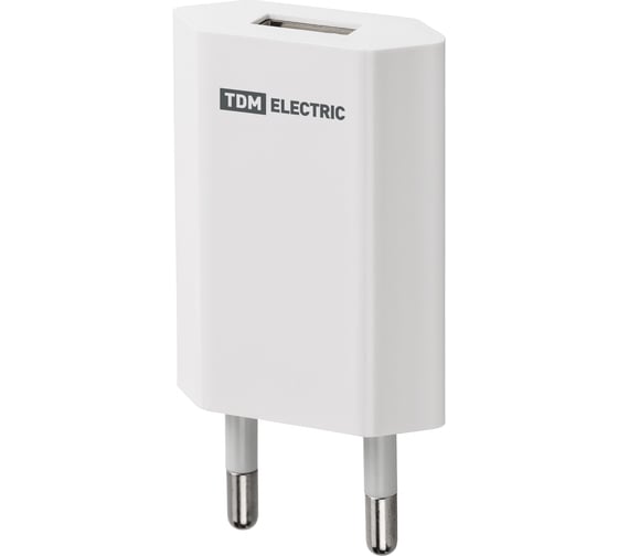 Изображение товара Сетевое зарядное устройство TDM ELECTRIC ELECTRIC СЗУ 1, 1 А, 1 USB, белый, SQ1810-0001