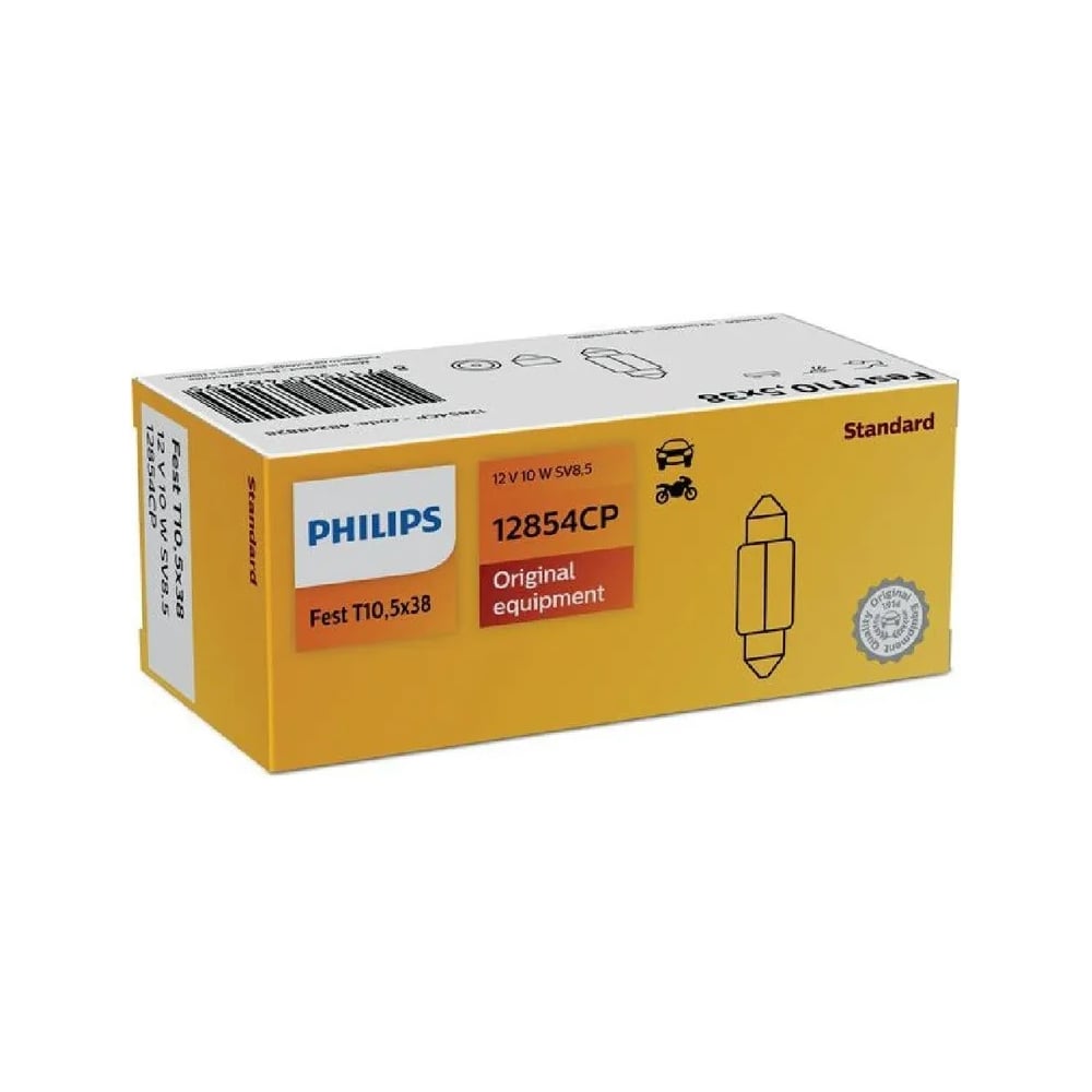Изображение товара Лампа PHILIPS C10W 10W 12V 10 шт/упаковка классическая лампа накаливания