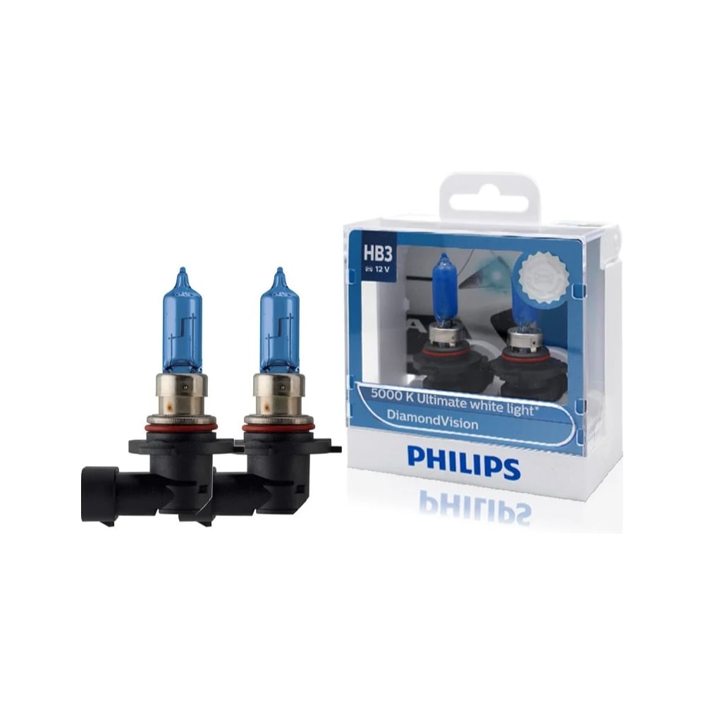 Изображение товара Автомобильная лампа PHILIPS HB3 60W Diamond Vision P20d 12V синяя комплект 2 шт