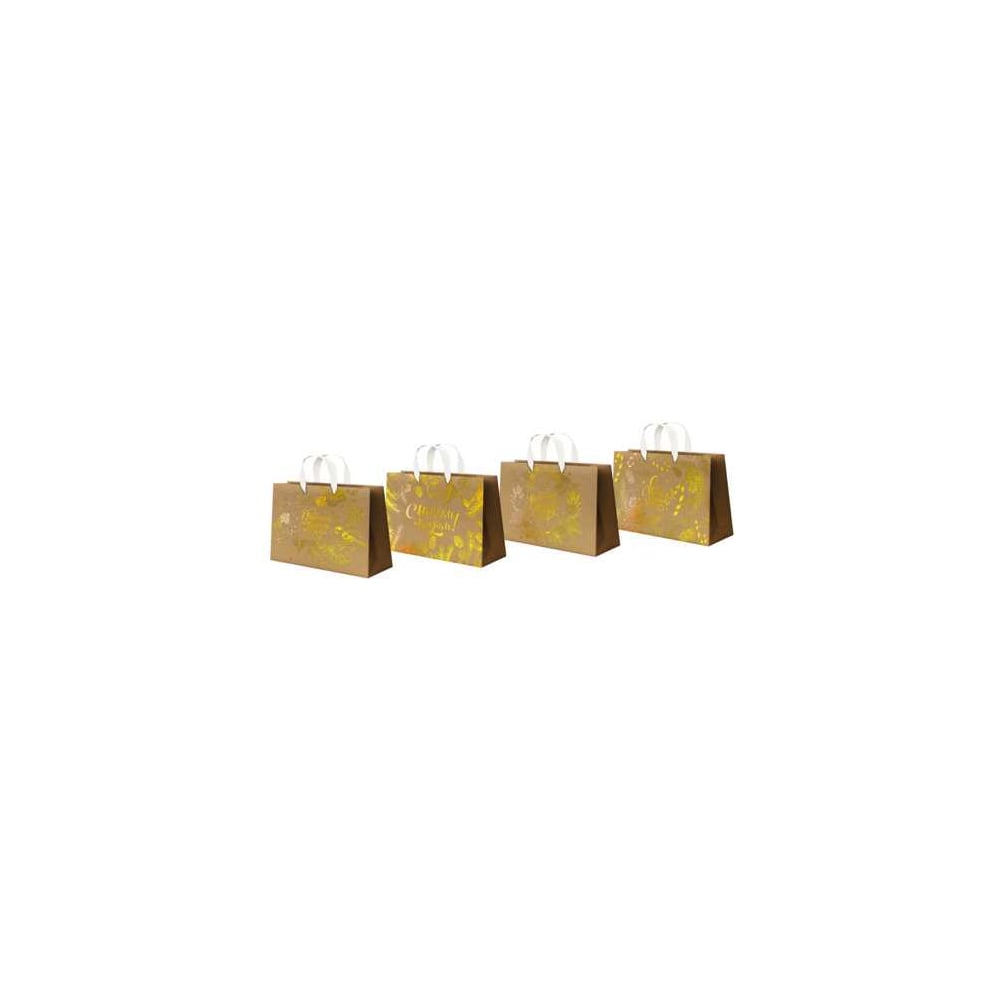 Изображение товара Подарочные пакеты Золотая сказка набор 4 шт 27х20х11 см Shiny Kraft фольга