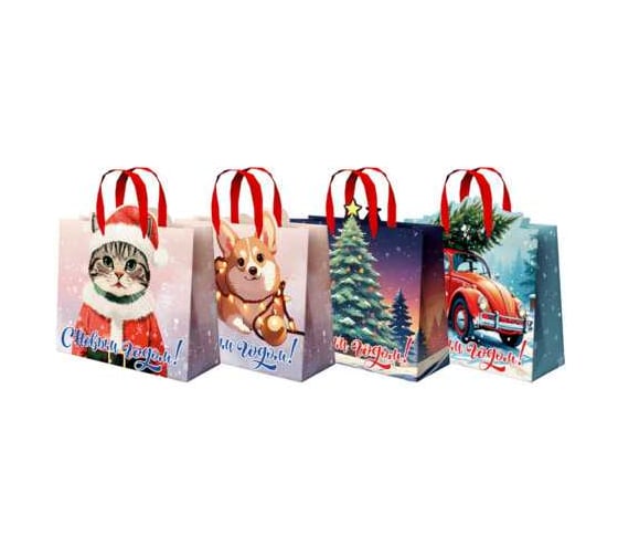 Изображение товара Пакет подарочный Золотая сказка 26х32х13см Без границ комплект 12 шт, ассорти, ламинация 592439