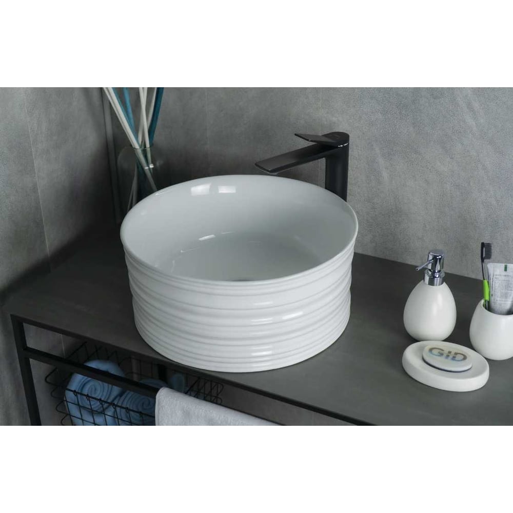 Изображение товара Раковина Gid W969 накладная белая 41x41x18 современная в ванную