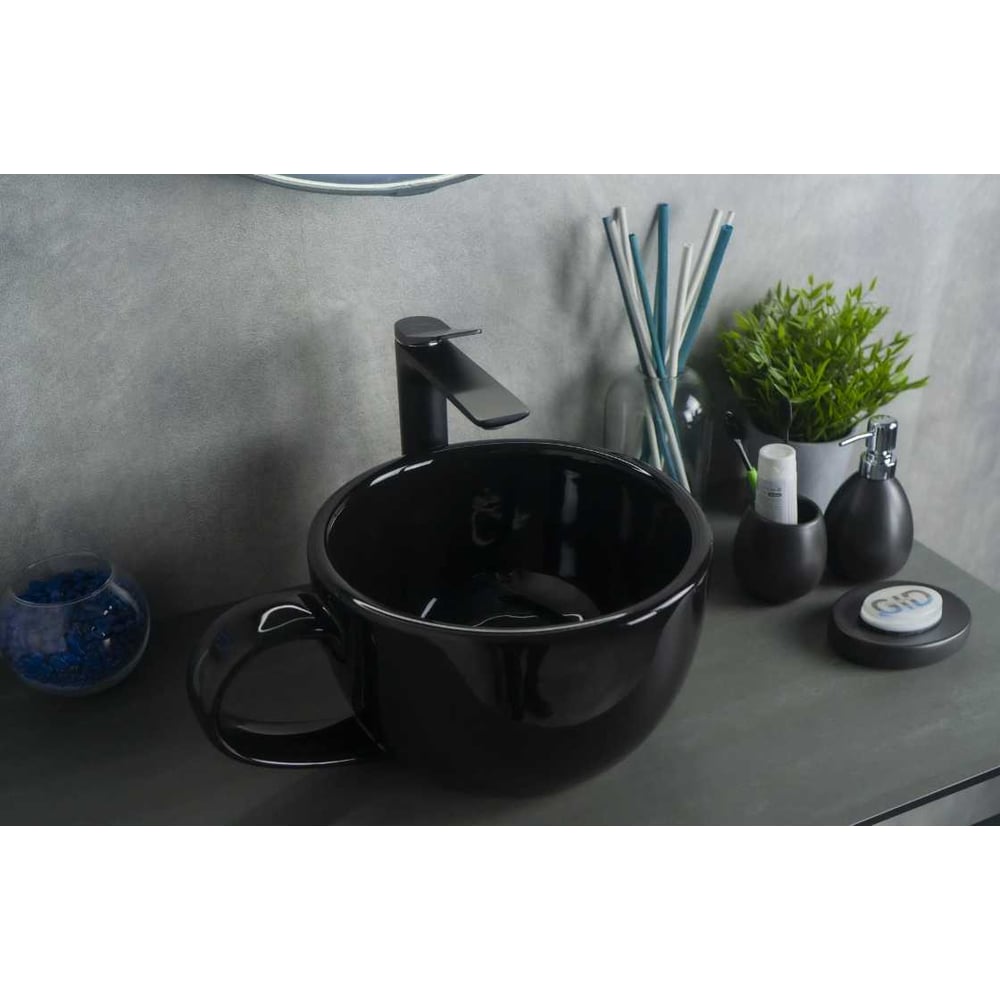 Изображение товара Раковина Gid Nc9077 накладная черная глянцевая 40x30x18 см