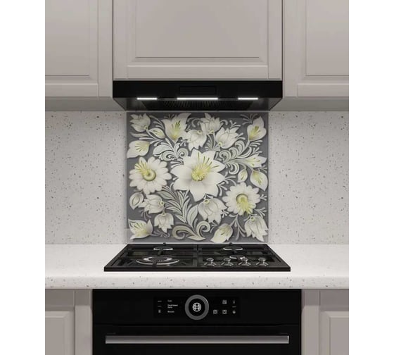 Изображение товара Защитный экран Normand 700х500х4 мм, рис. 17, из закаленного стекла, на кухонный фартук, для плиты от брызг, с фотопечатью 134-801