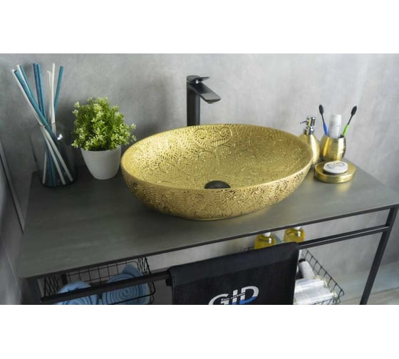 Изображение товара Раковина Gid Nc444 накладная золотая 51x39x14.5 52233