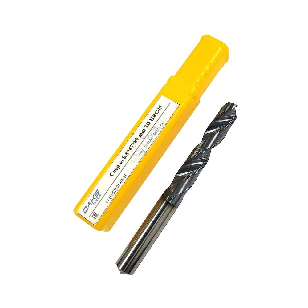 Изображение товара Сверло твердосплавное по металлу DAKSTOOLS 8.8х47х89 мм 3D HRC45