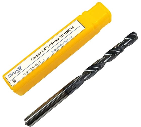 Изображение товара Сверло твердосплавное по металлу DAKSTOOLS 6.8х53х91 мм 5D HRC45 685391