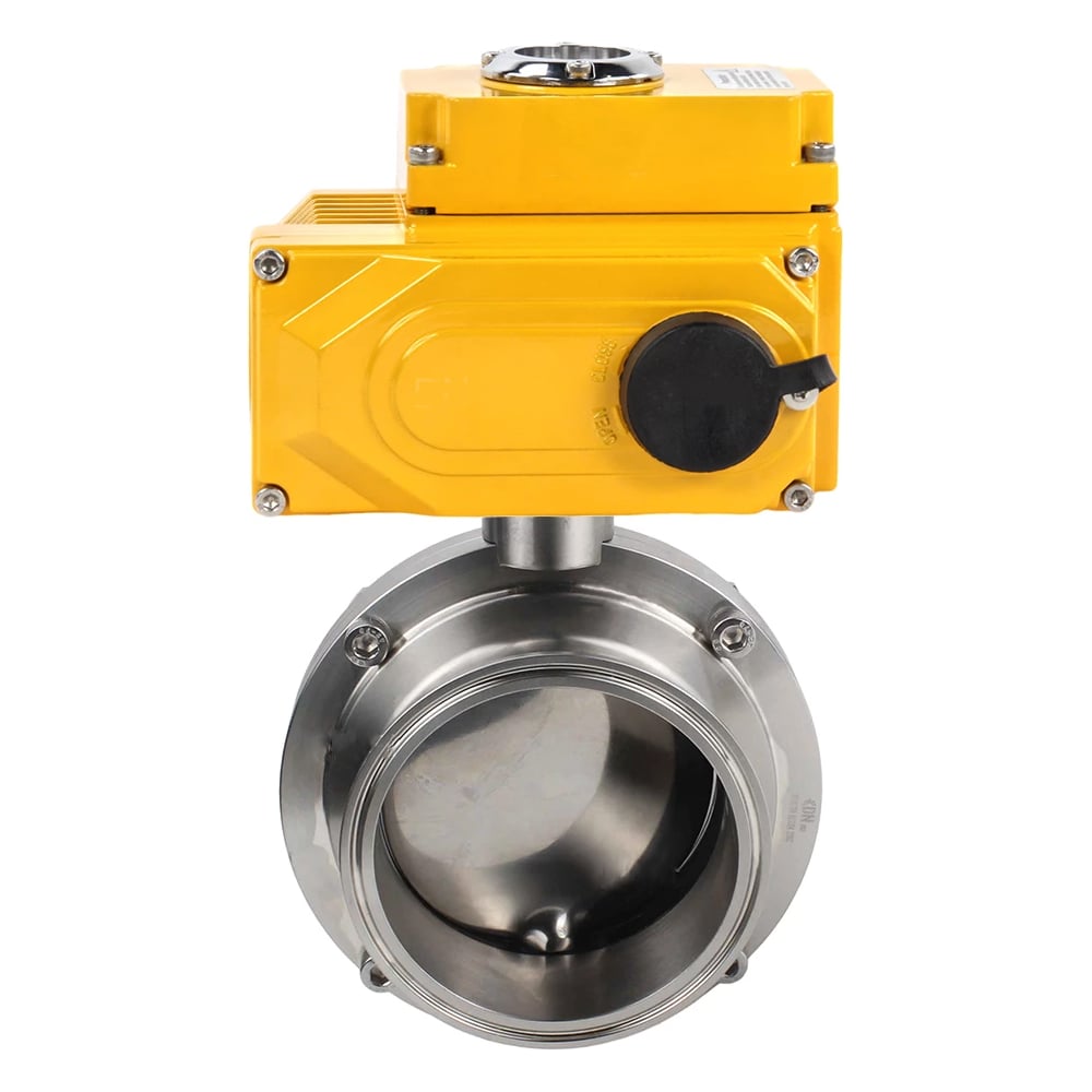 Изображение товара Затвор DN.ru clamp 304-304-Sil-2W-C-H Ду100 электропривод 220В нержавеющая сталь