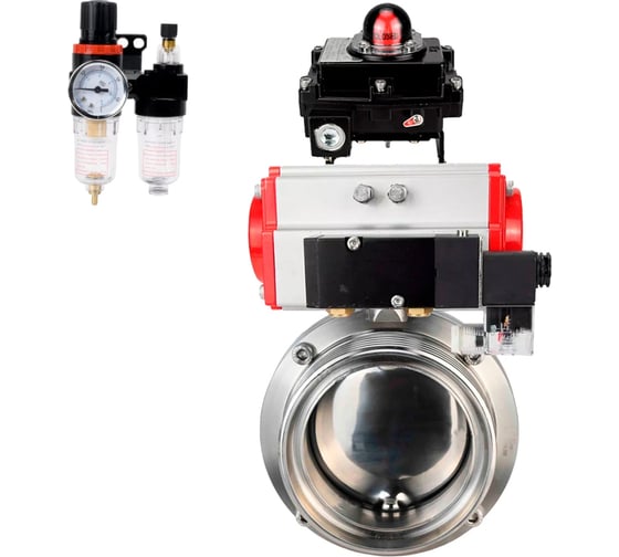 Изображение товара Затвор DN.ru 304-304-EPDM Ду65 Ру10 резьбовой,пищ.нерж.сталь,пн.привод,пн.распр,БКВ,БПВ D050-79632