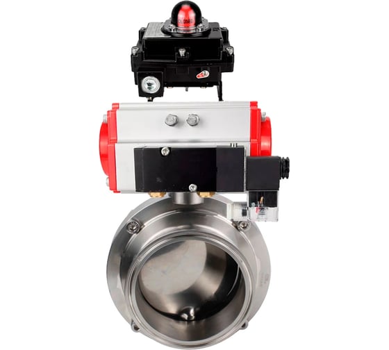 Изображение товара Затвор DN.ru clamp 304-304-Sil-2W-C-H Ду20 Ру10 пищ.нерж.сталь, пн.привод, пн.распр., БКВ D050-74464