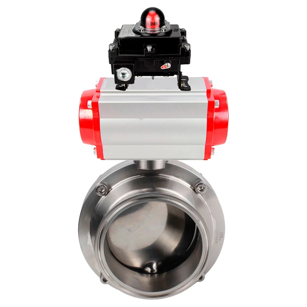 Изображение товара Затвор DN.ru clamp 304-304-EPDM-2W-C-H Ду20 Ру10 пищевая нерж.сталь, пневмопривод, БКВ D050-78718