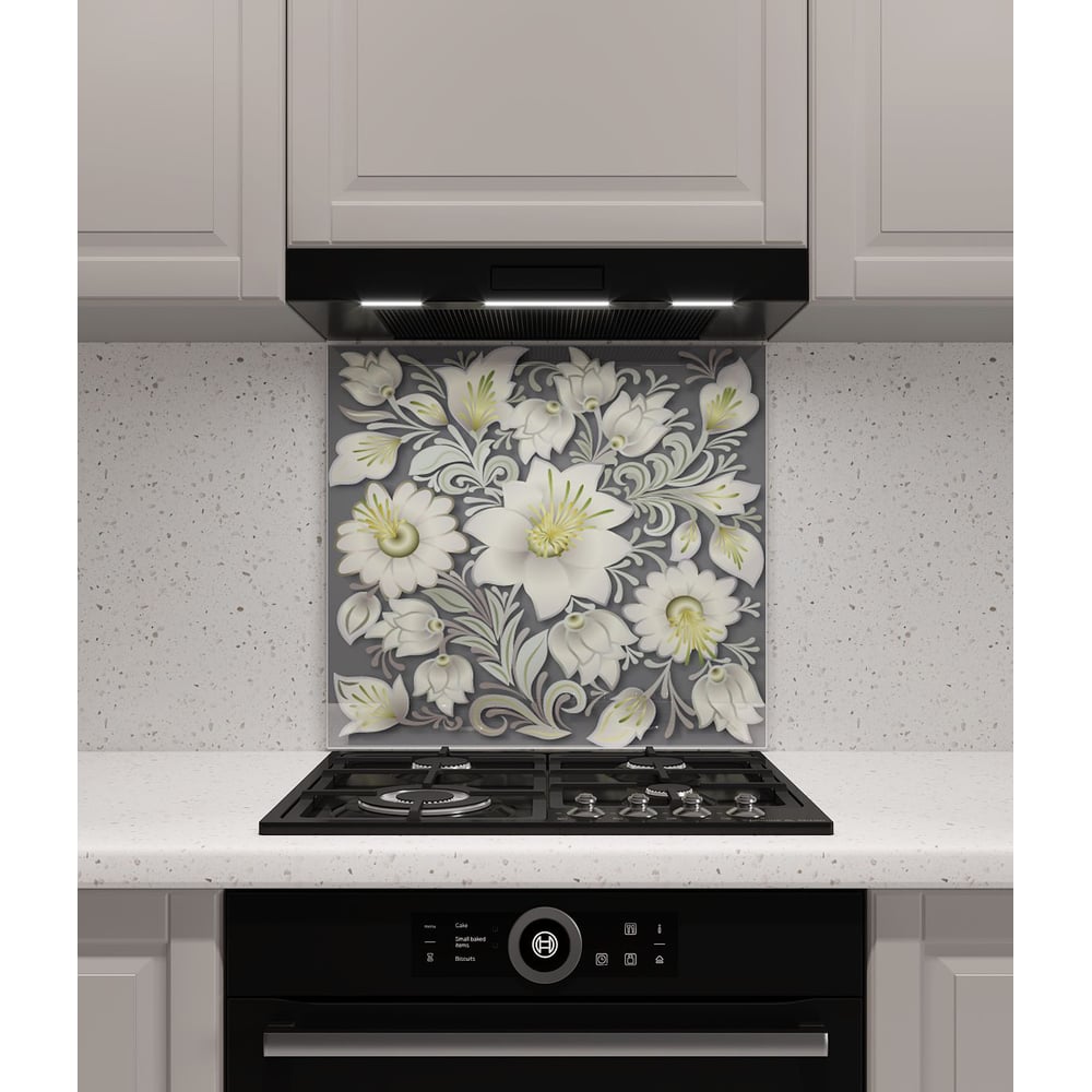 Изображение товара Защитный экран Normand 600х500х4 мм, рис. 17, из закаленного стекла на кухонный фартук для плиты от брызг с фотопечатью 134-542