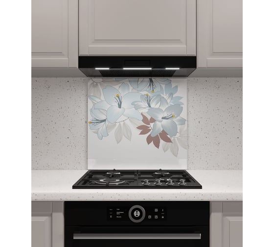 Изображение товара Защитный экран Normand 600х500х4 мм, рис. 25, из закаленного стекла на кухонный фартук для плиты от брызг с фотопечатью 134-559