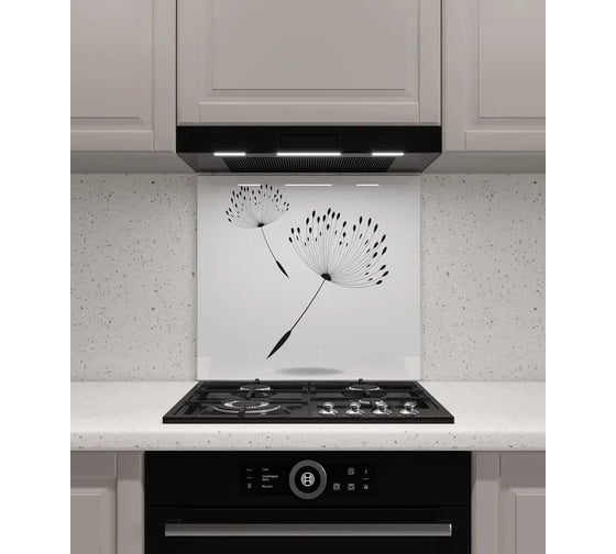 Изображение товара Защитный экран Normand 600х500х4 мм, рис. 31, из закаленного стекла на кухонный фартук для плиты от брызг с фотопечатью 134-603