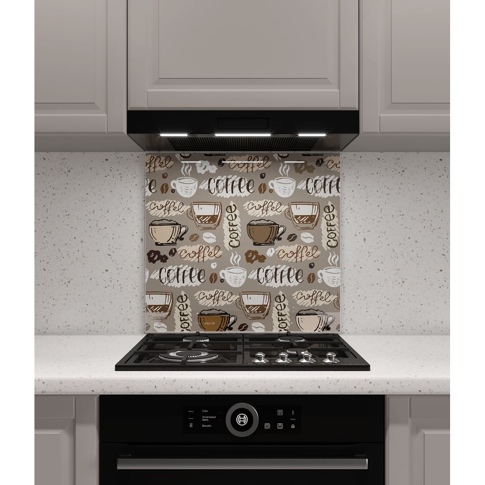 Изображение товара Защитный экран Normand 600х500х4 мм из закаленного стекла с фотопечатью кофе