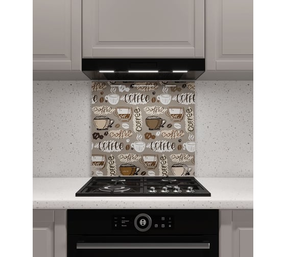 Изображение товара Защитный экран Normand 600х500х4 мм, рис. 26, из закаленного стекла на кухонный фартук для плиты от брызг с фотопечатью 134-566